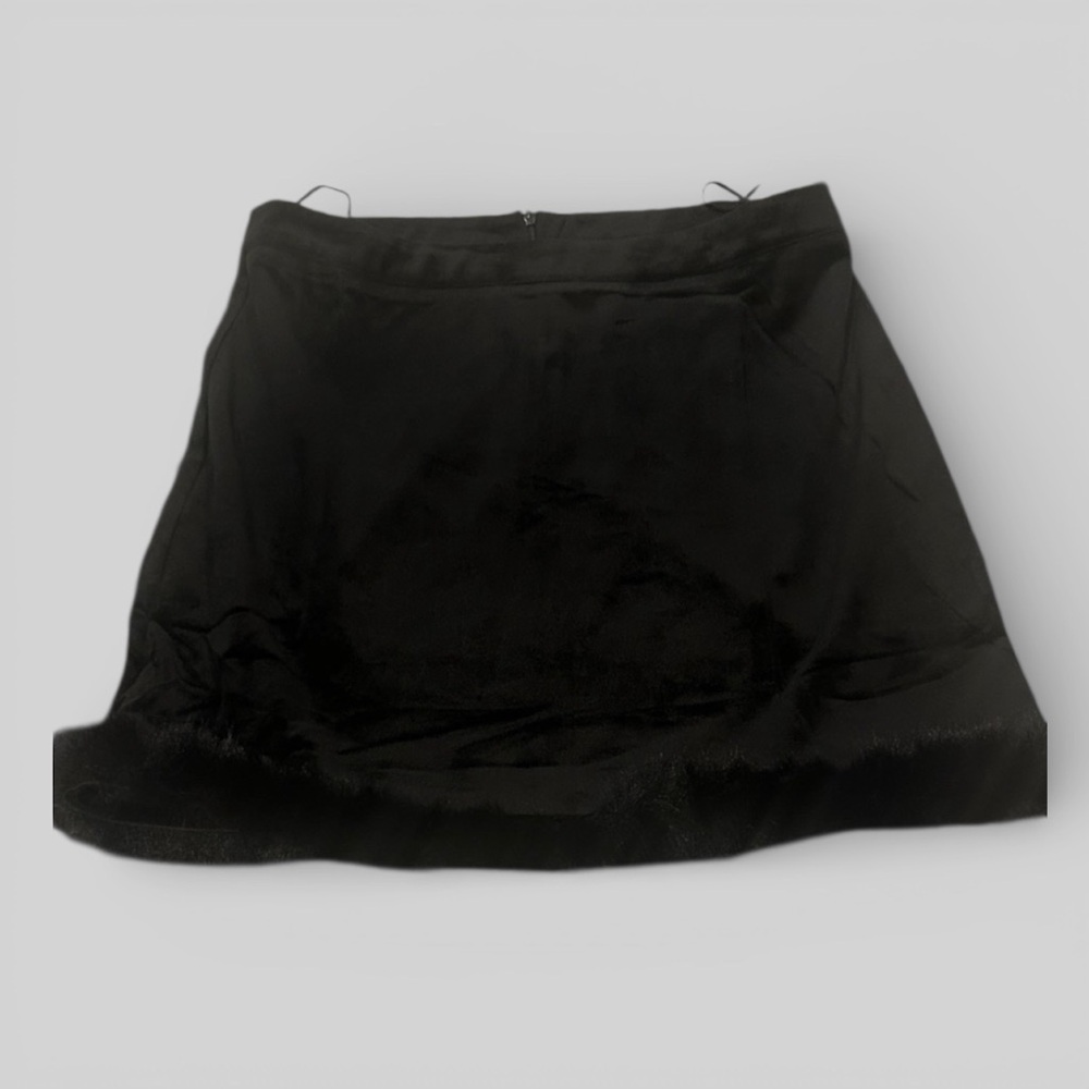 Kittenish New faux fur trim velvet mini skirt flirty gothic romantic size Large